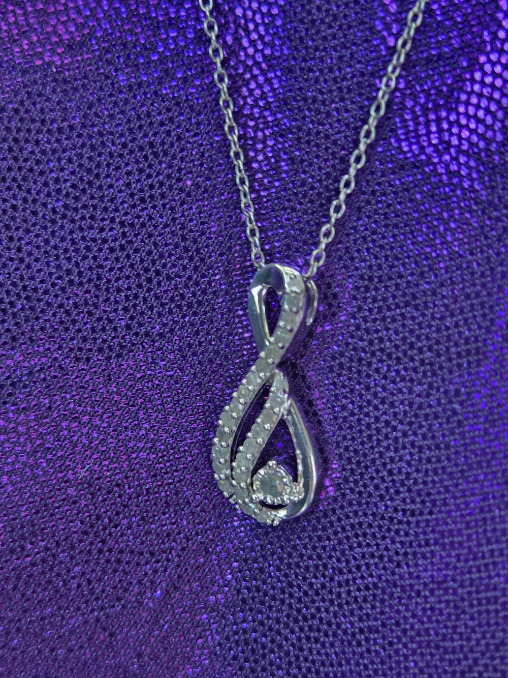 925 Sterling Silver Infinity Pendant Necklace with .25CT Natural Diamonds
